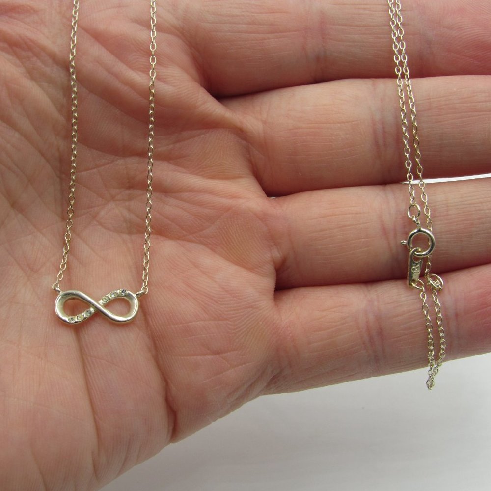 18" Sterling Rustic Crystal Infinity Necklace - image 2